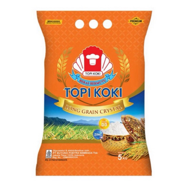 

Beras Topi Koki Long Grain Crystal Pulen Premium 5 Kg