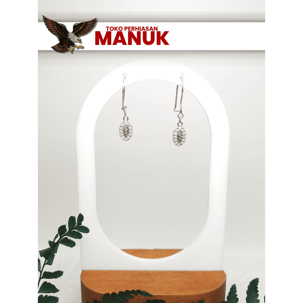 Anting Emas Bandul Permata | Emas 8K/375 1gr | Anting Emas Putih