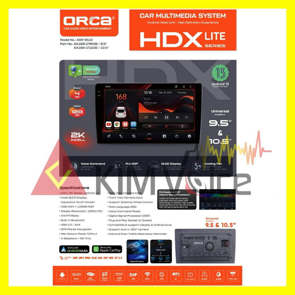 Head unit Android Orca HDX Lite 9inch 10inch