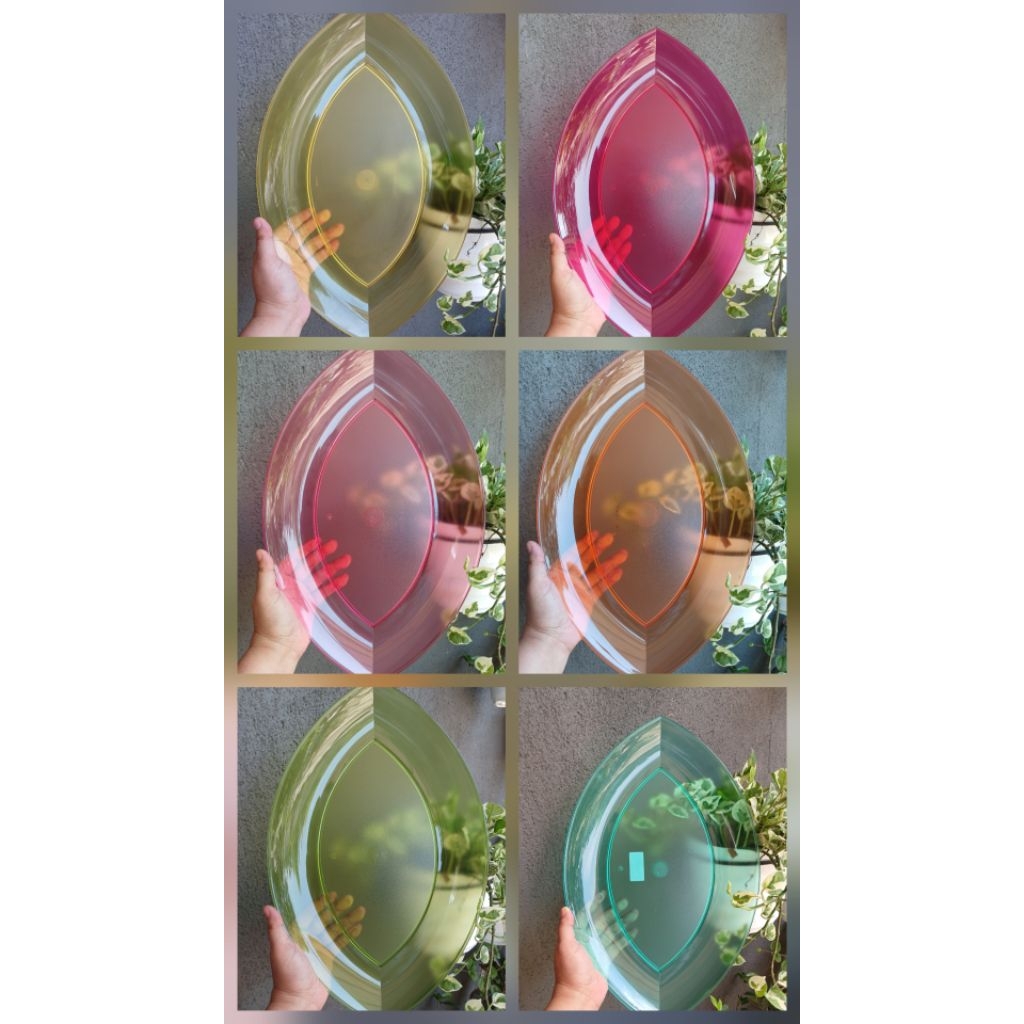 large plate lotus triangle tupperware/ plate lotus triangle hijau / plater/ piring lonjong (1)