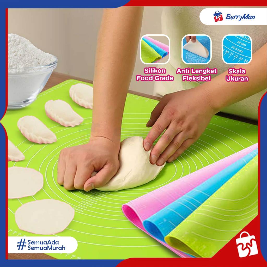 Alas Adonan Kue Silikon Anti Lengket Talenan Matras Baking Flexible Food Grade Multifungsi