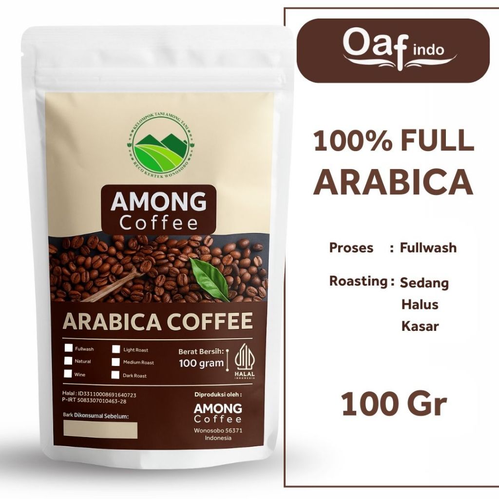 

Kopi Among Tani 100% Arabica Temanggung Kemasan 100 gram Fullwash