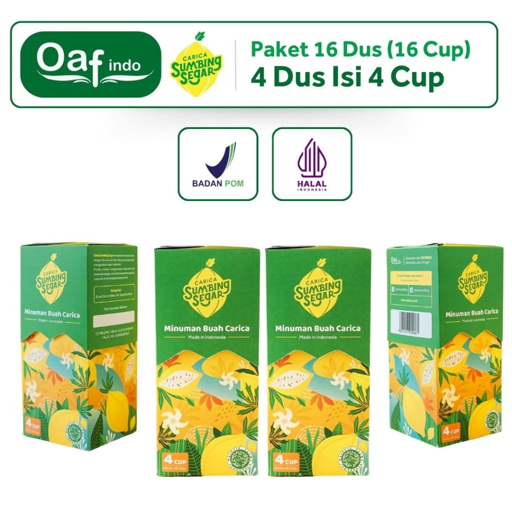 

Carica Sumbing Segar Paket 4 Dus isi 4 Cup - 16 Cup Khas Dieng Wonosobo