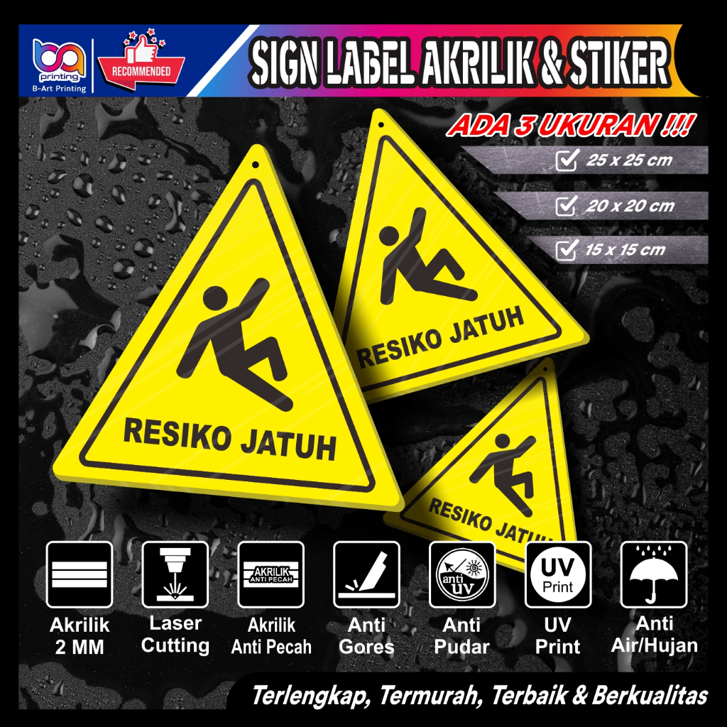 

Akrilik Resiko Jatuh / Fall Risk Resiko Jatuh Akrilik | Segitiga Resiko Jatuh | Akrilik Segitiga | Fall Risk Acylic Acrylic Papan Peringatan (RESIKO JATUH)
