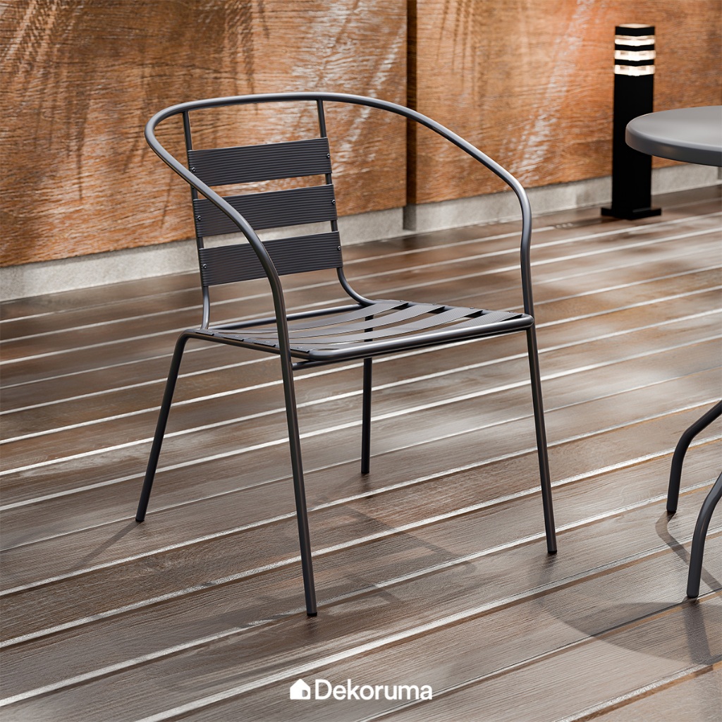 Dekoruma YORK Kursi Teras Aesthetic / Kursi Santai Aluminium / Kursi Outdoor Berlengan New Soleil - 