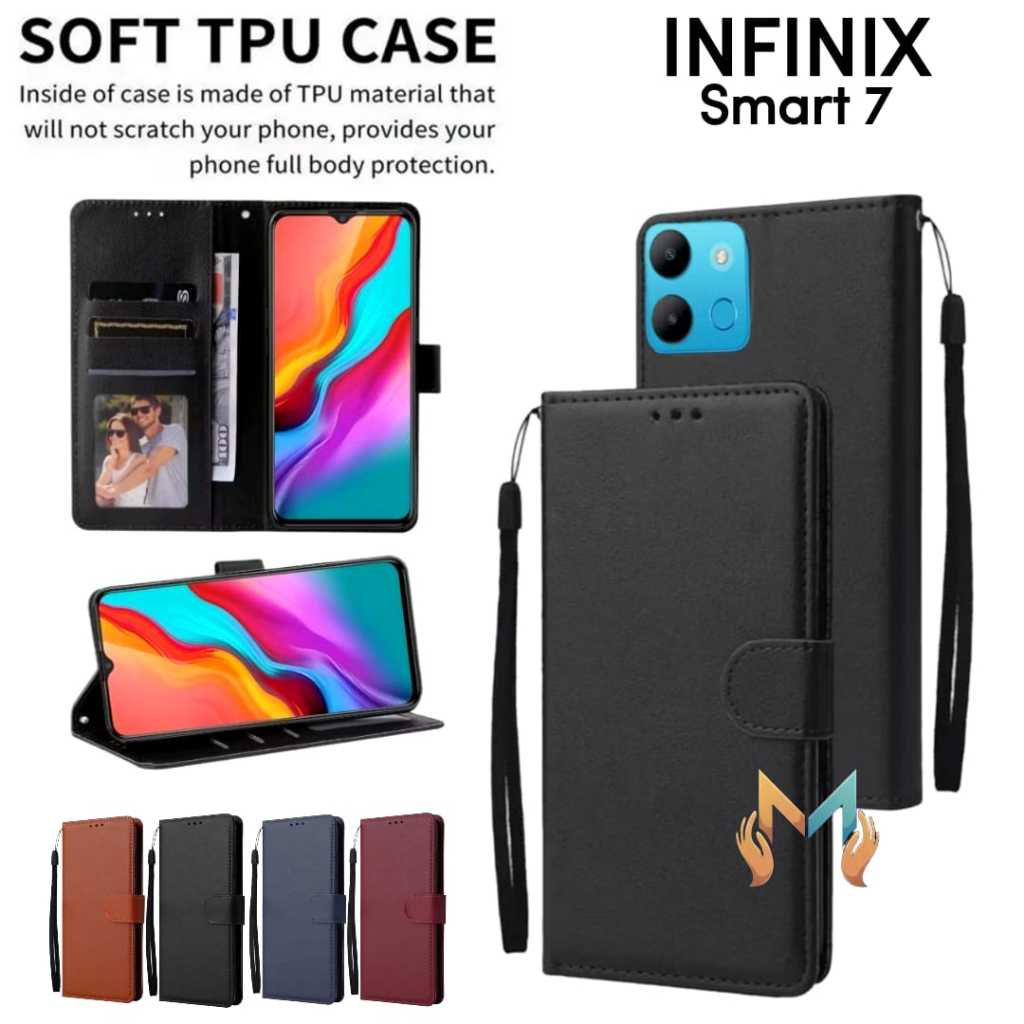 Case Infinix Smart 7 Flip Casing Dompet Kulit Buka Tutup