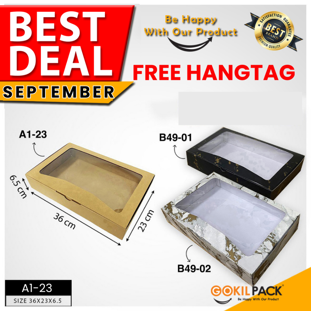 

GOKILPACK - Kotak Kado Mika - Kotak Hampers Kado Mika Transparan Mewah Uk 36x23x7 cm - A1-23