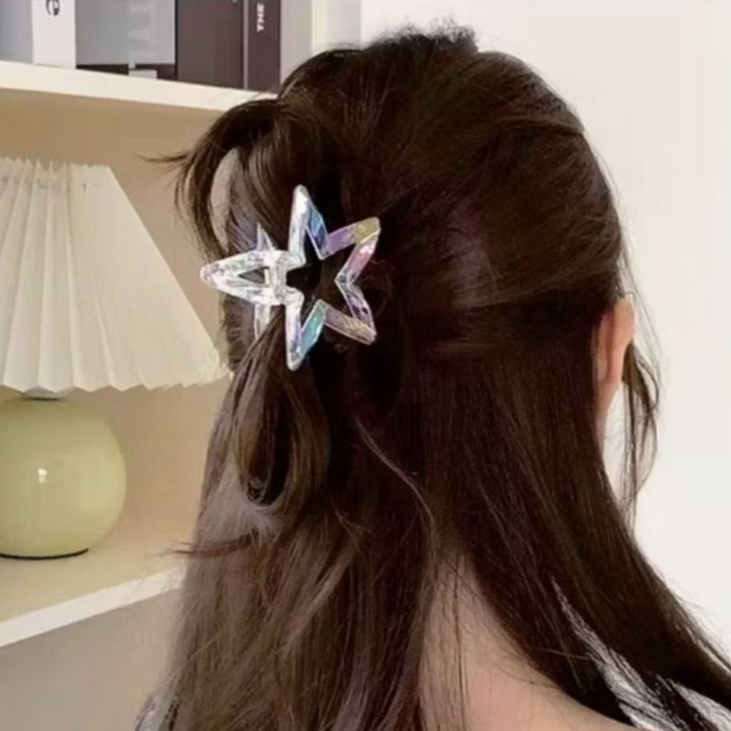 JEPIT RAMBUT BINTANG LASER KOREA/ JEPIT RAMBUT BINTANG BESAR 8CM/ JEPIT RAMBUT