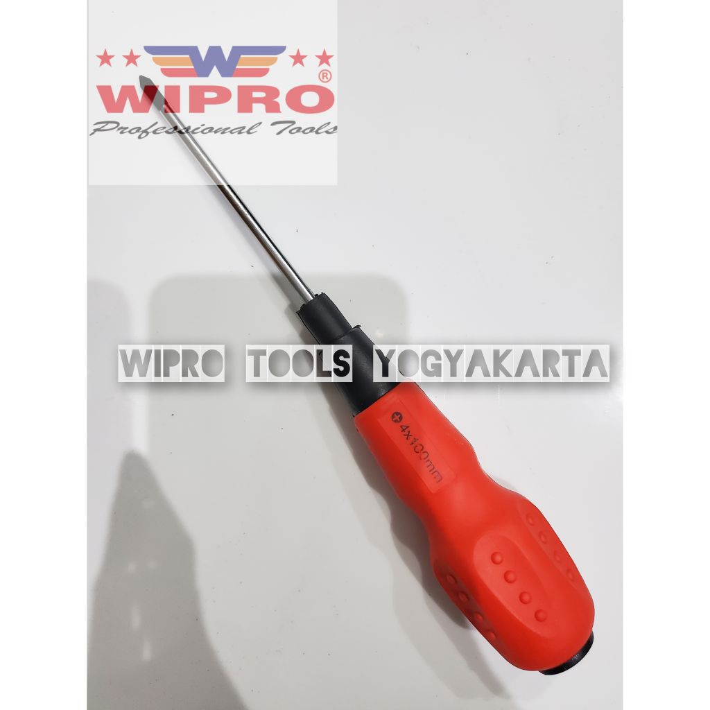Wipro Obeng Soft Handle Karet Plus Minus 4 × 100MM ST4-100 / Obeng Handle Karet Wipro