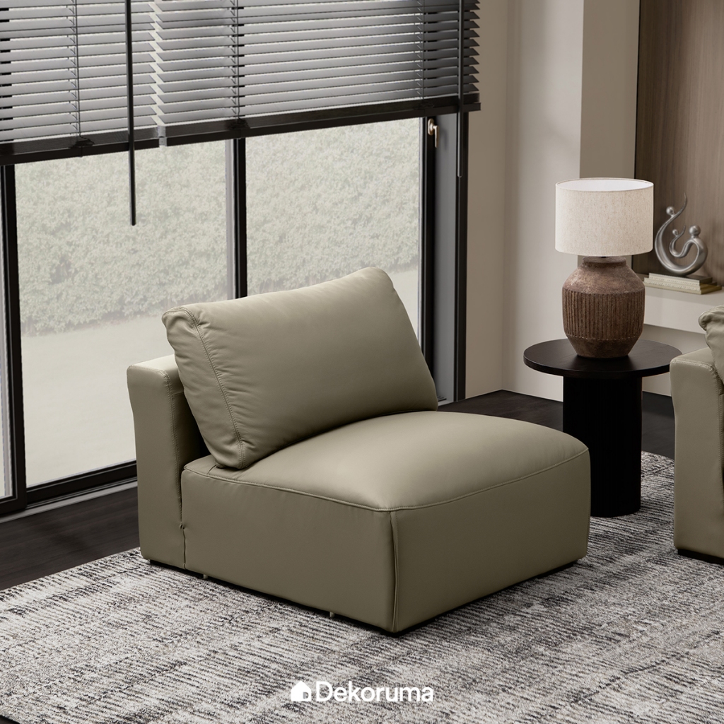 Dekoruma Tenzo WEGNER Sofa 1 Seater Tengah Genuine Leather / Sofa Kulit Asli - Taupe