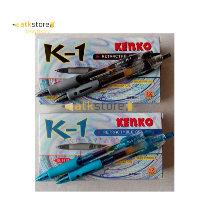 

(1 PACK ) Kenko K-1 Retractable Gel Pen 0.5mm | Pulpen Gel Tekan Smooth Writing - 1 Pack isi 12 pcs