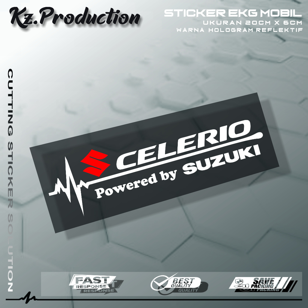 Sticker Cutting Kaca Mobil Suzuki Celerio Motif Detak Jantung EKG Mobil Suzuki