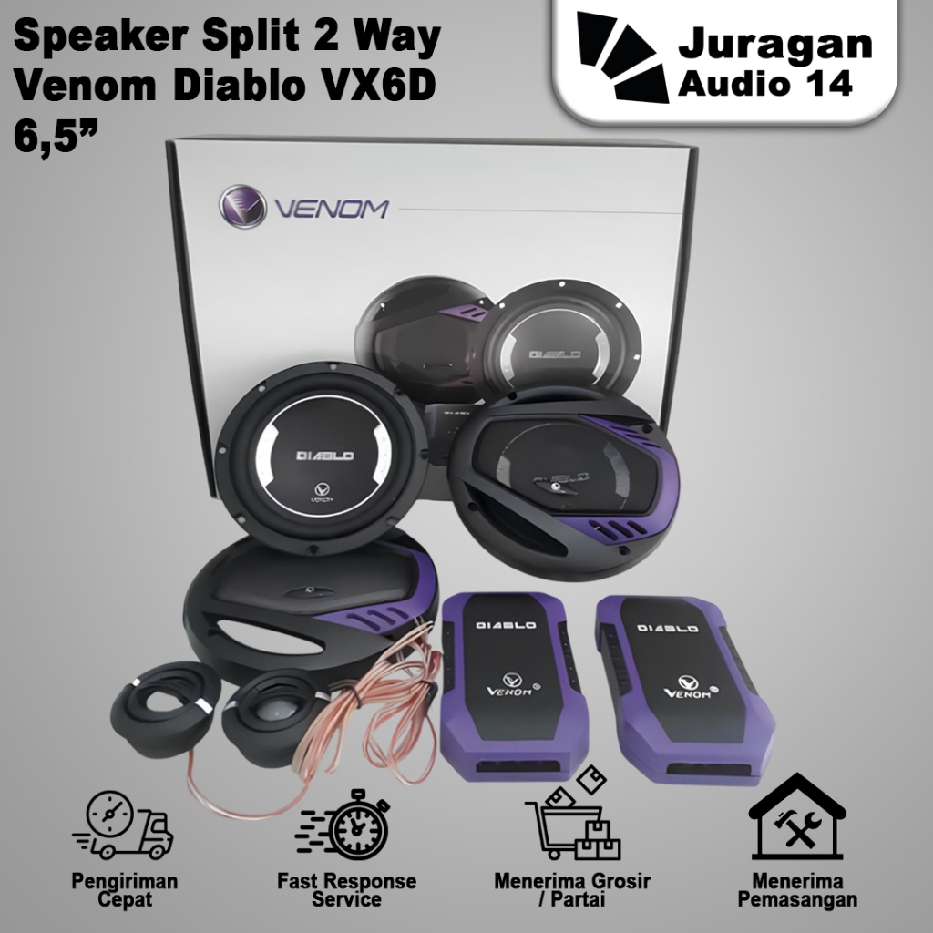 Speaker split Venom Diablo VX6D Speaker Component 2 Way Garansi Venom