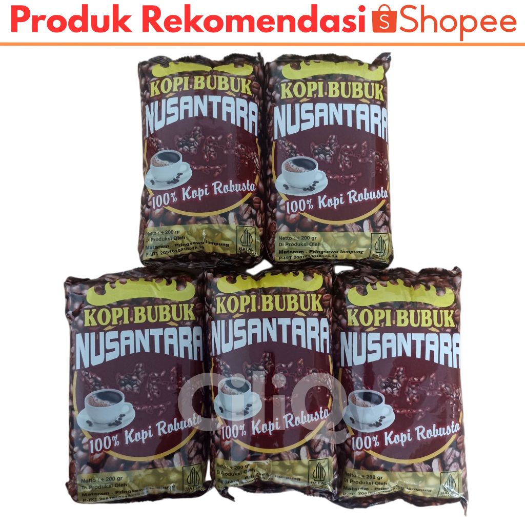 

Kopi Bubuk Nusantara 1kg Robusta Asli Pringsewu Lampung Murah (5 x 200gr)