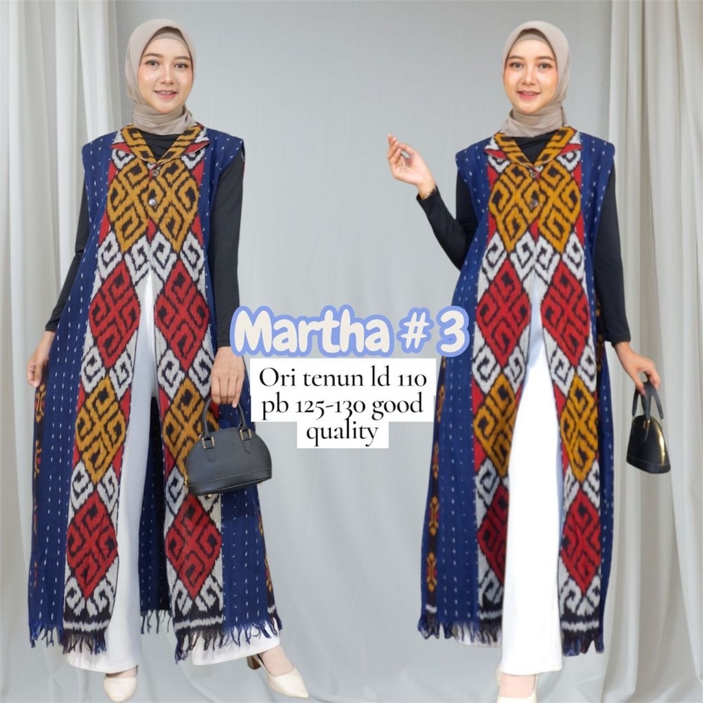 Outer Tenun Modern – Long Cardigan Lengan Panjang Kartika #13 & Outer Vest Wanita Martha #4