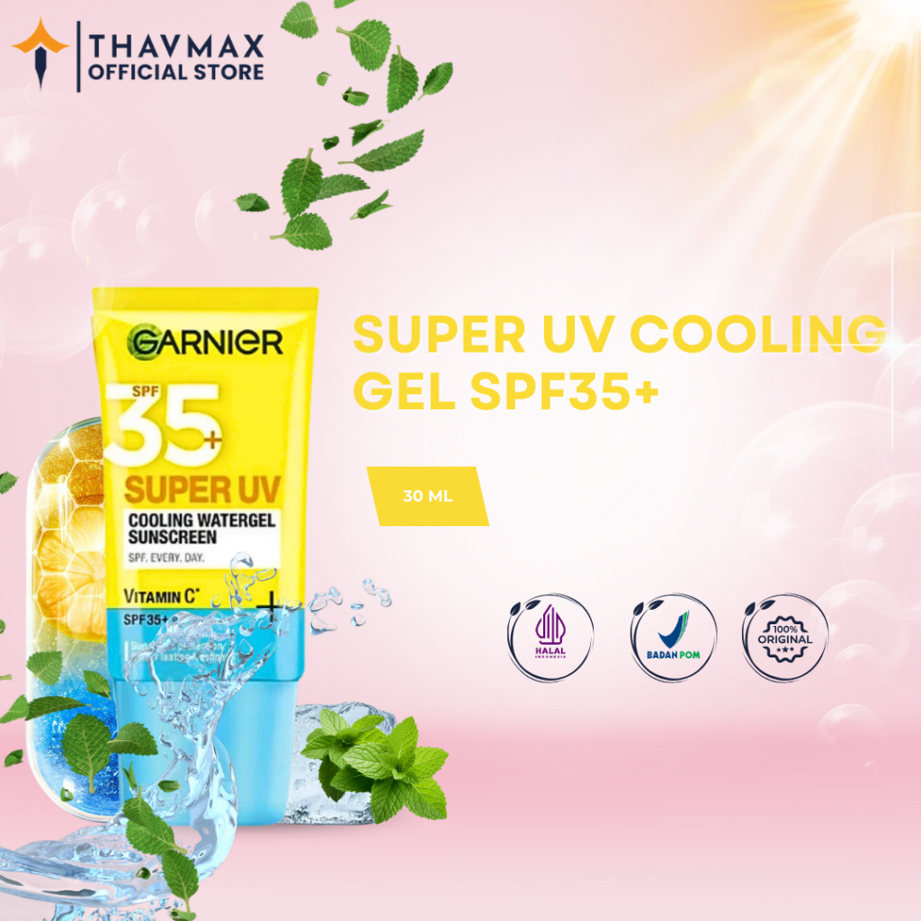 Garnier Super UV Cooling Gel SPF 35 20ML Sunscreen Wajah Ringan & Menyegarkan
