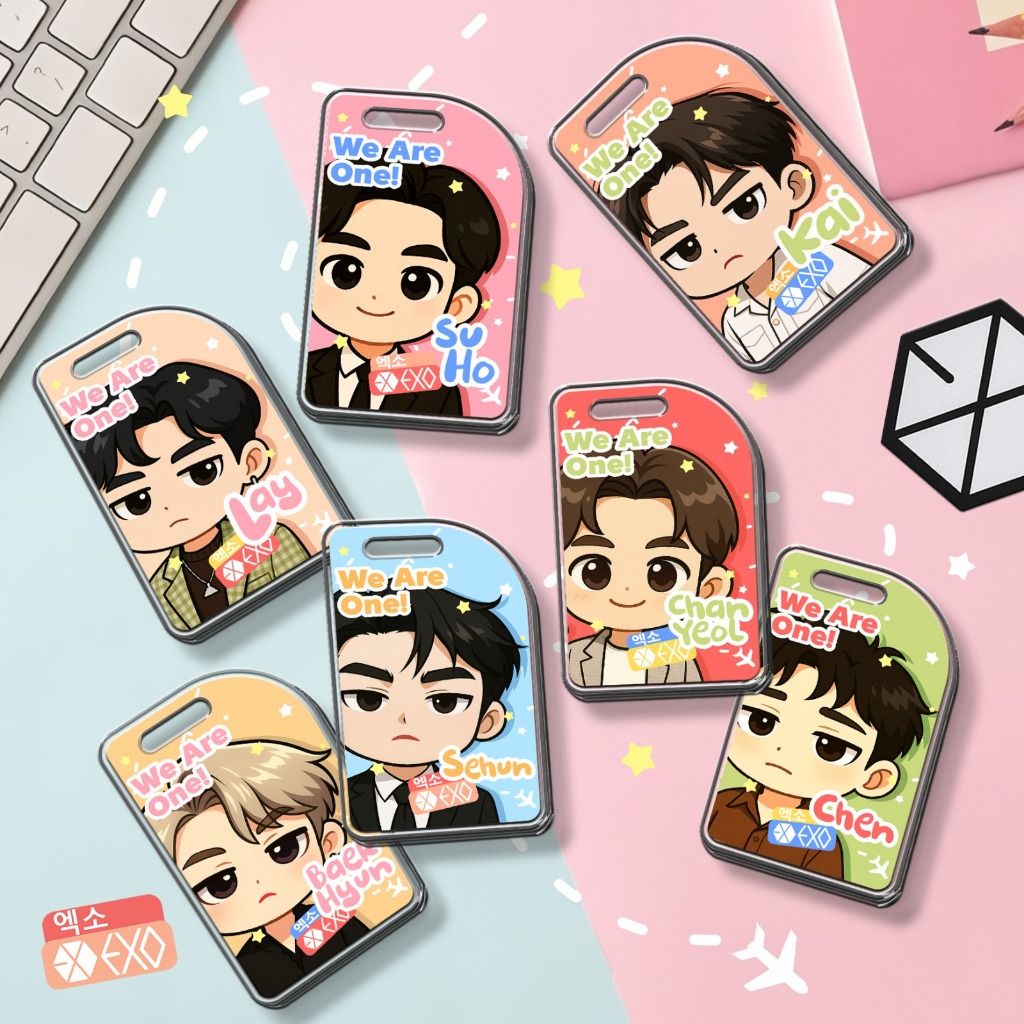 BAGTAG LUGGAGE KPOP EXO EXOL SEHUN CHANYEOL XIUMIN SUHO LAY BAEKHYUN DO CHEN KAI CBX SC KOPER TAS AK