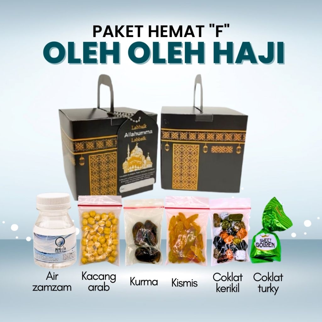 

Paket Hemat Oleh-oleh Haji dan Umroh Paket F isi Air Zamzam Dus Ka'bah
