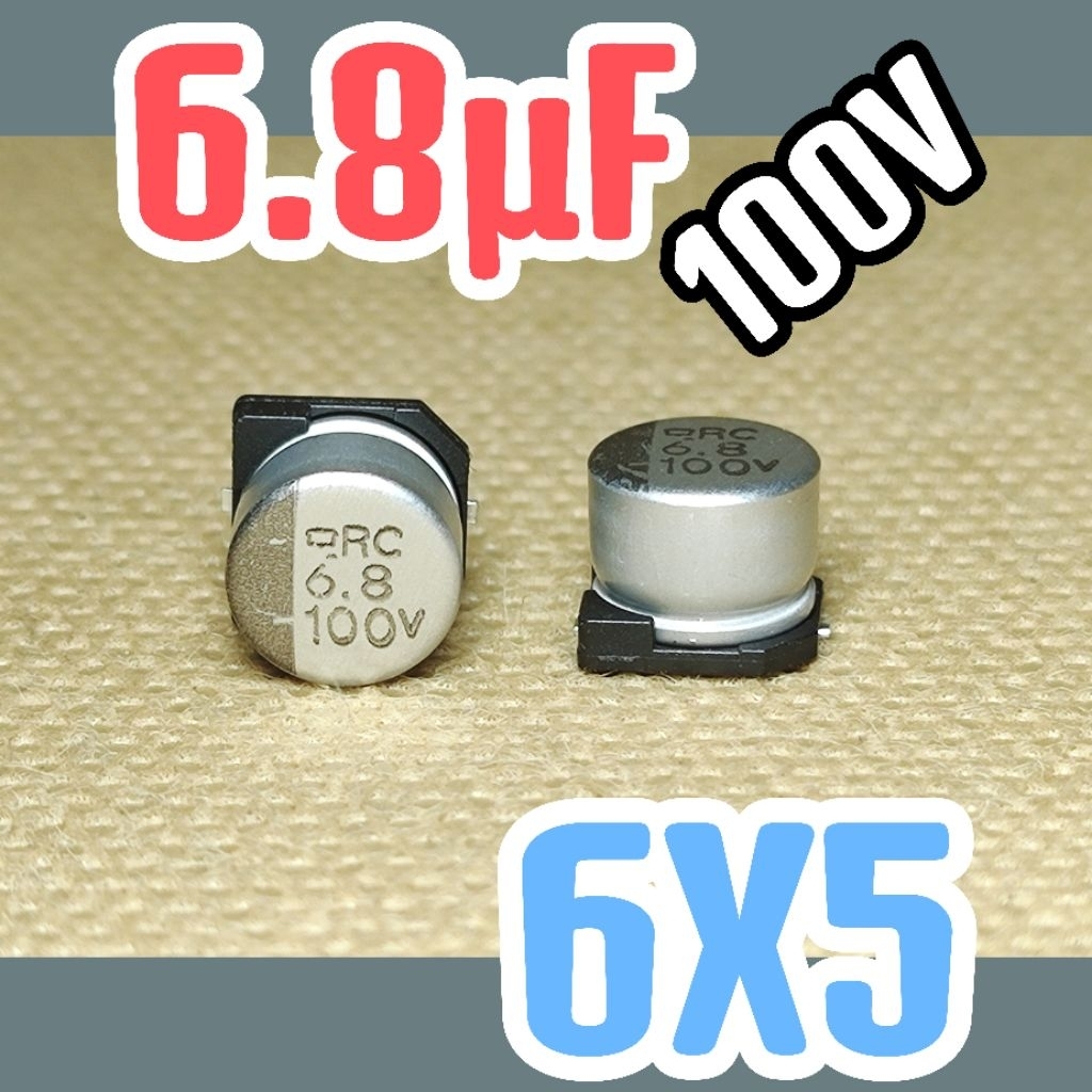 Solid kapasitor capasitor elko elco SMD 100v 6.8uf 6,8uF 100v 6.8 uf 6,8 uF 100 v 100 volt 6x5 ORIGI