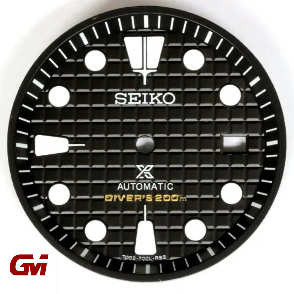 seiko waffle dial date hitam plat diver 7002  nh35 4r35 nh34 skx srpd padi prospex 28.5 mm