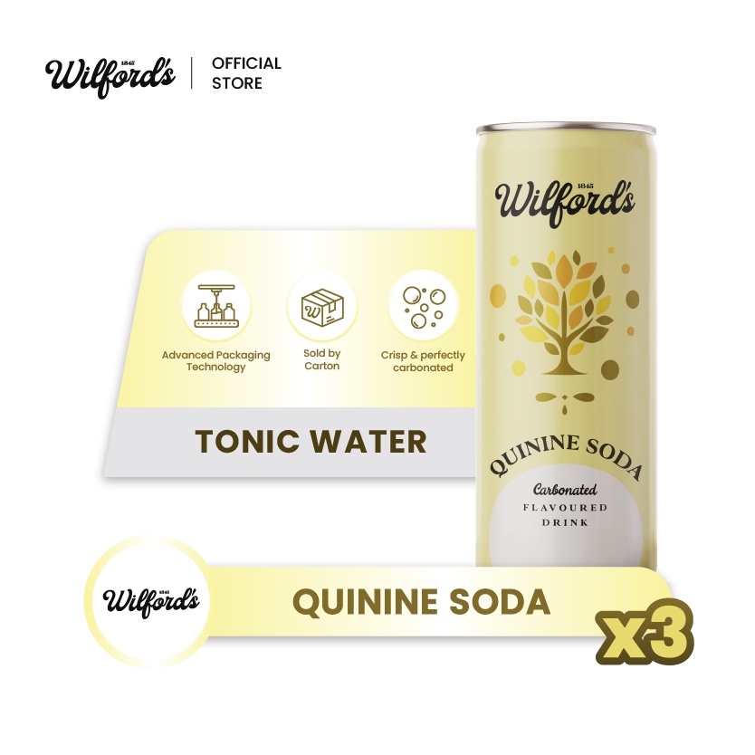 

Tonic Water (Quinine Soda) Wilford's Minuman Soda Kaleng 250ml x 3 Kaleng