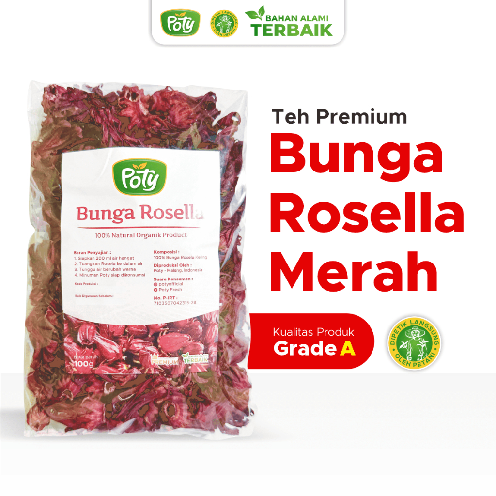 

LIVE Teh Bunga Rosela Merah Kering Premium Organik Poty