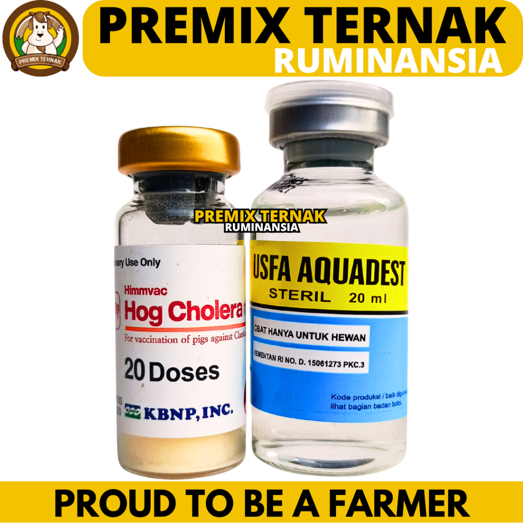 VAKSIN BABI HOG CHOLERA 20 DOSIS (1 BOTOL VAKSIN + 1 PELARUT) - Vaksin Kolera Babi untuk Pencegahan