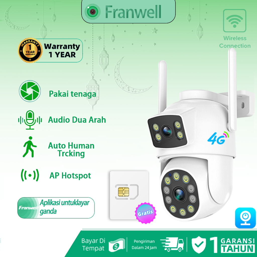 TERLARIS Hadiah non-fisiFranwell V380 Pro BP3/G5A-4G cctv outdoor tanpa wifi bisa sambung hp