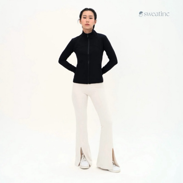 SWEATINC EmSculpt Long Slevee Jacket | Atasan Jaket Zipper Olahraga Tennis Padel Yoga Gym Pilates Wa