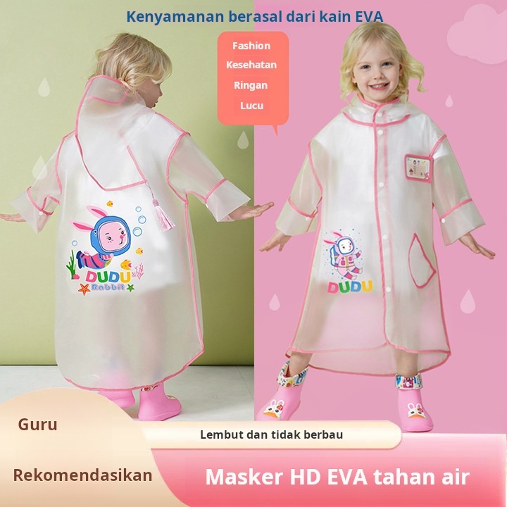Jas Hujan Anak DIY untuk Anak Laki - laki dan Anak Perempuan dengan Masker, Jas Hujan Mantel untuk T