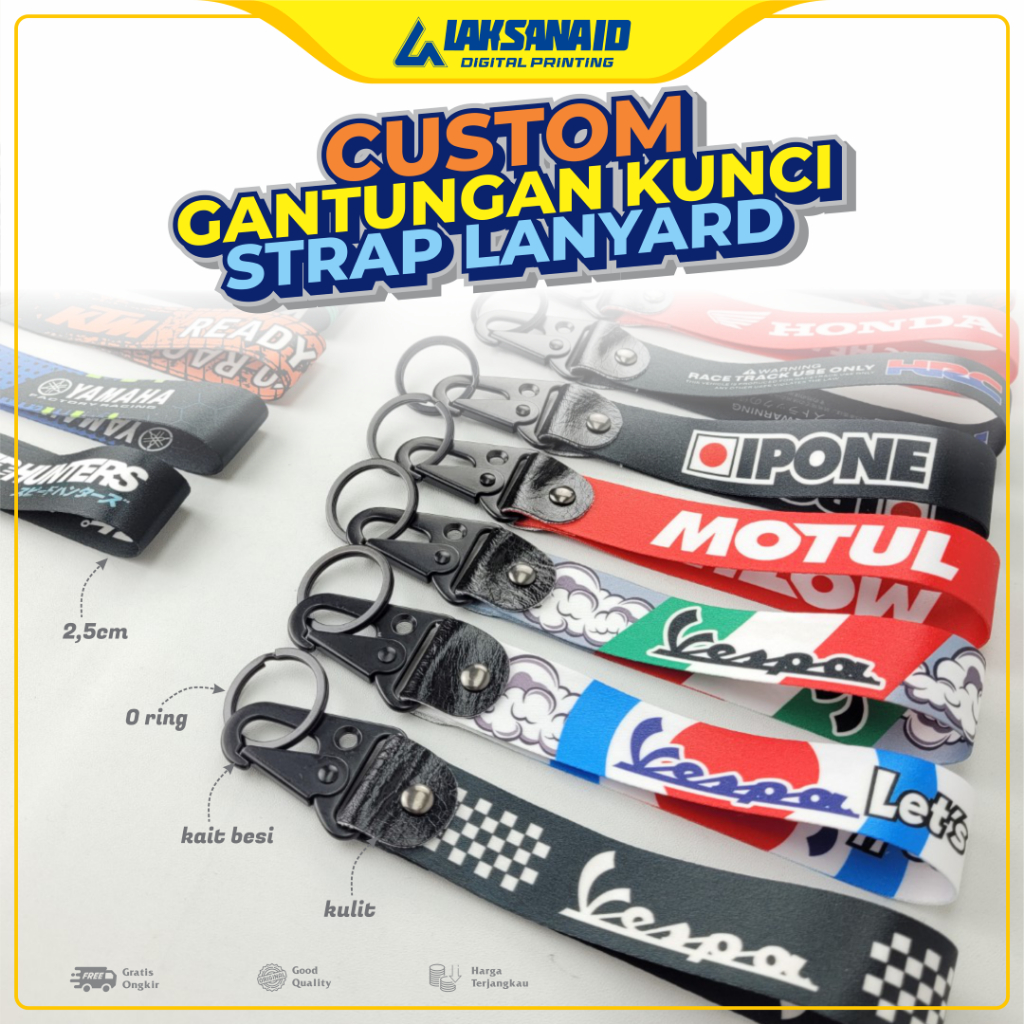 

GANTUNGAN KUNCI LANYARD STRAP CUSTOM (KAIT BESI) MINIMAL ORDER 10PCS