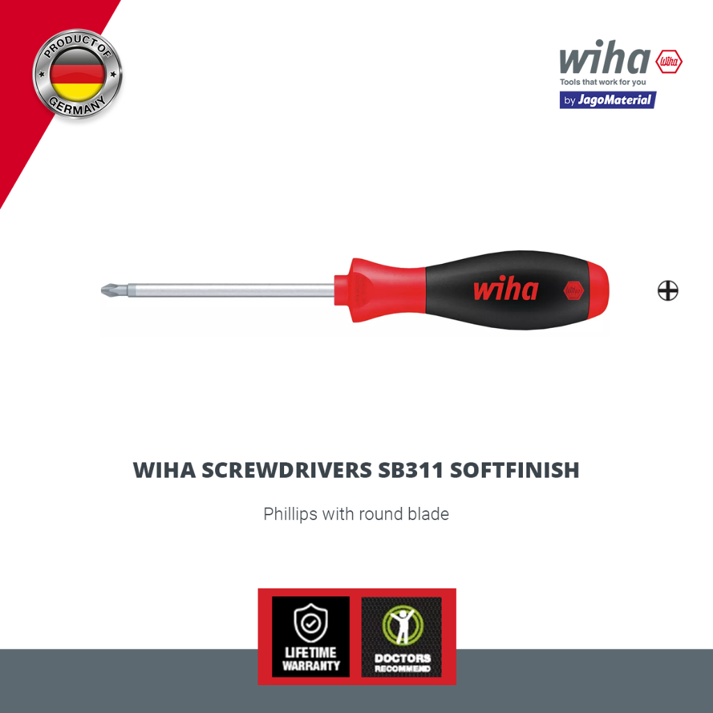 Wiha Screwdrivers SB311 SoftFinish® Phillips - Obeng Plus Mekanik