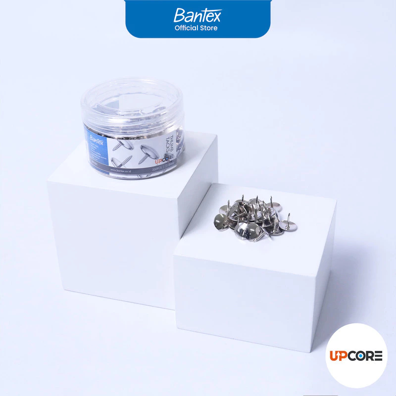 

Bantex Paku Pines / Paku Payung / Thumb Tack 23 mm Warna Silver Isi 200 Pcs