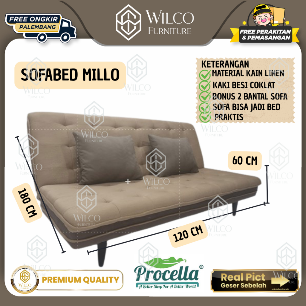 Procella SofaBed Millo / Sofa Minimalis / Kursi Tamu / Sofa Santai