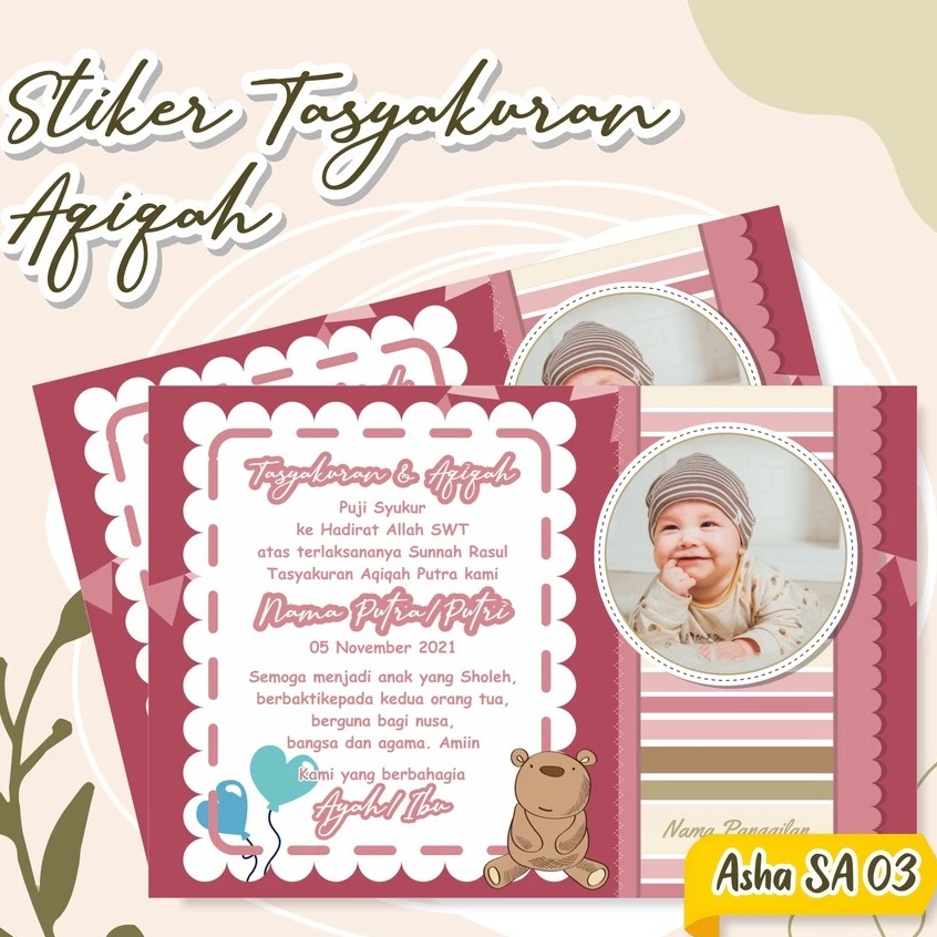 

CETAK STIKER AQIQAH CUSTOM - STIKER TASYAKURAN KELAHIRAN - STIKER KOTAK NASI TEDAK SITEN
