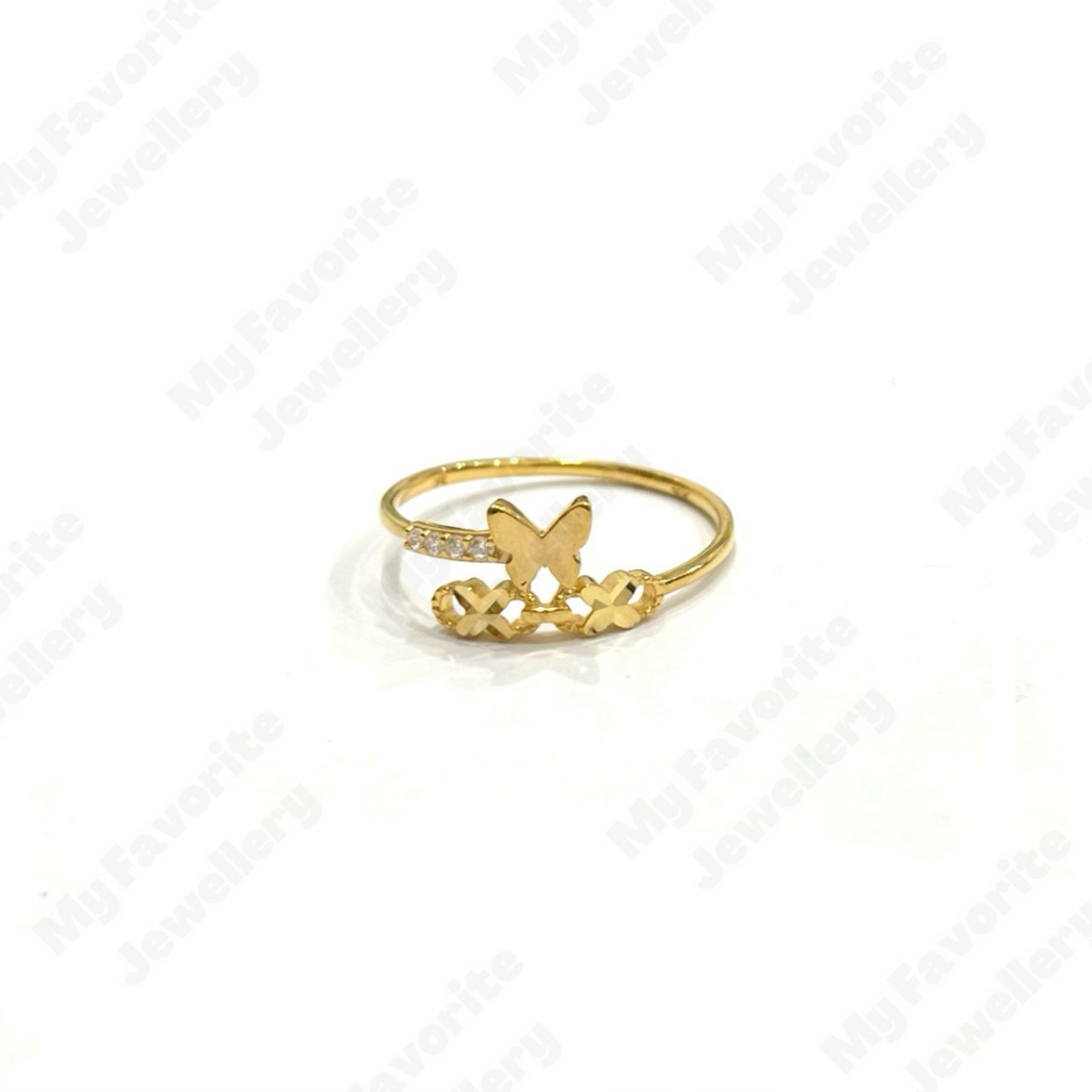 Cincin Silang Kupu-Kupu Uk15 Emas Asli Kadar 700