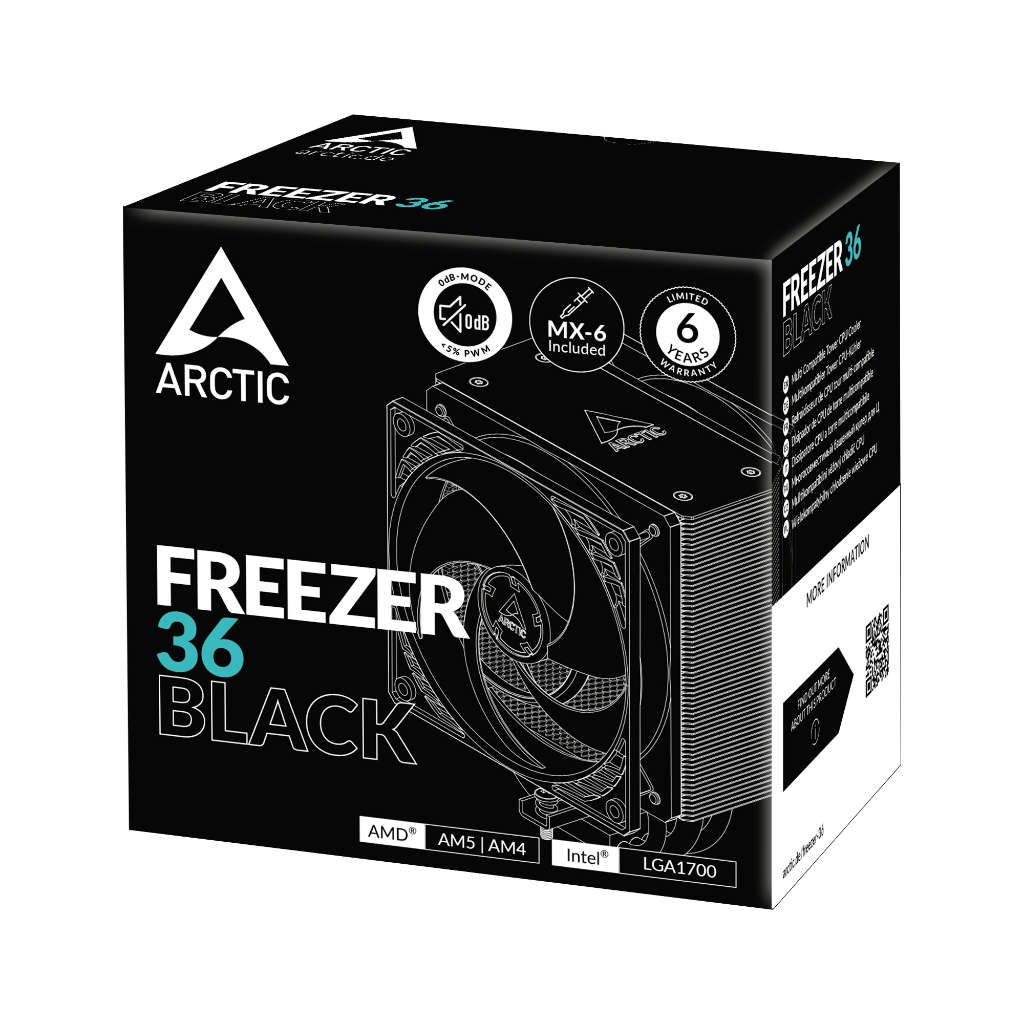 ARCTIC Freezer 36 (Black) | Multi Compatible Tower CPU Cooler