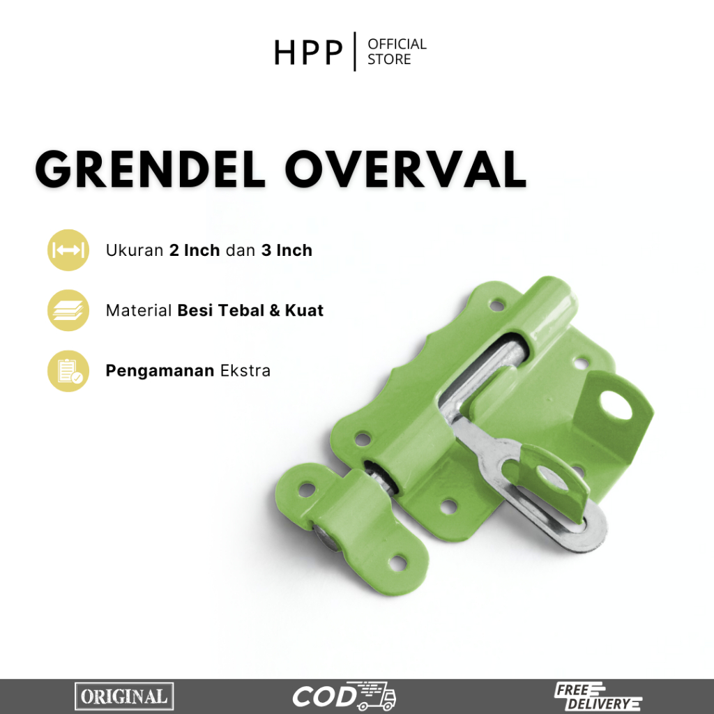 HPP Grendel Overval Hijau 2 Inch & 3 Inch - Selot Pintu Jendela - Grendel Gembok