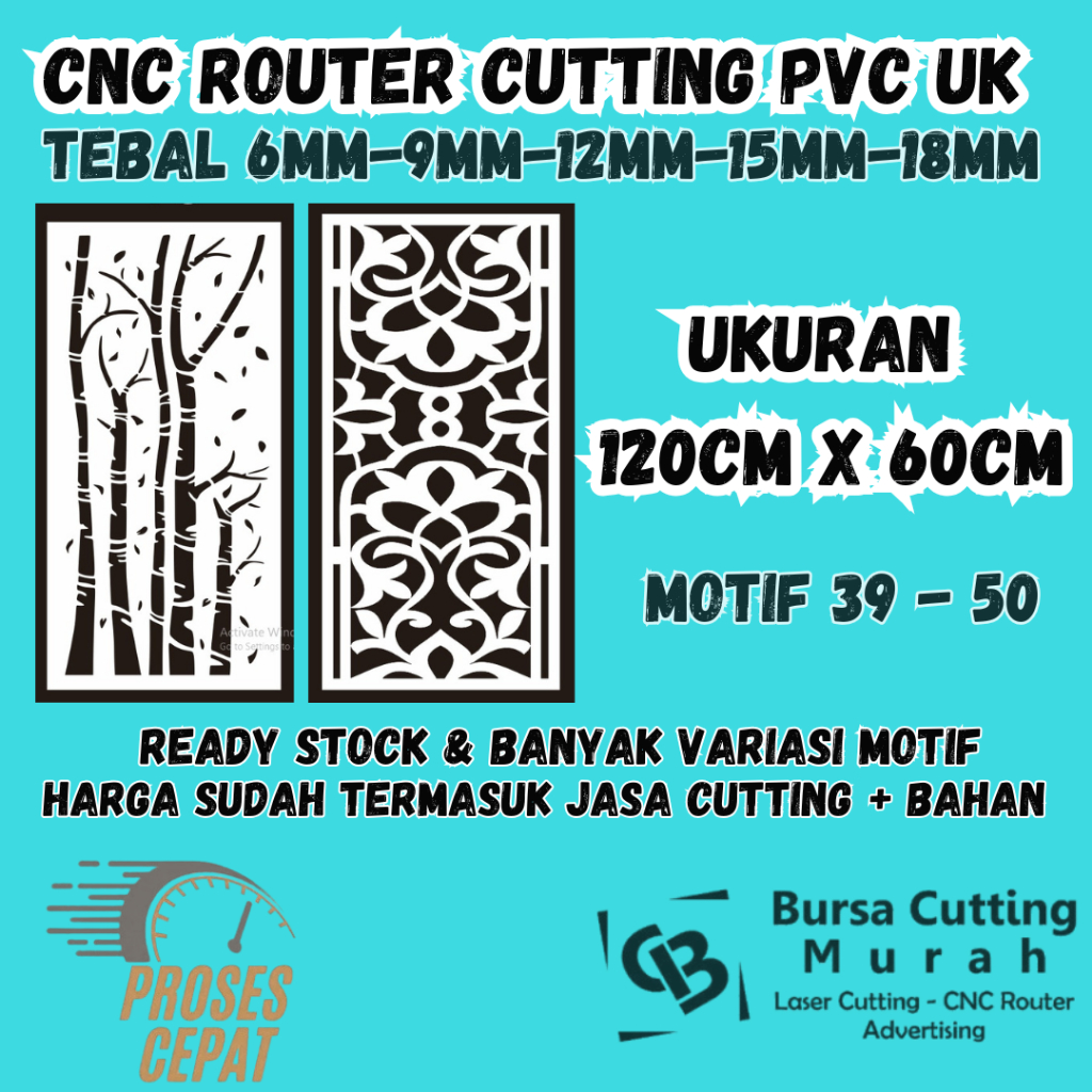 PARTISI PAGAR CUTTING CNC LASER UKURAN 120X60CM / KRAWANGAN BAHAN PVC BOARD DEKORASI DINDING RUMAH
