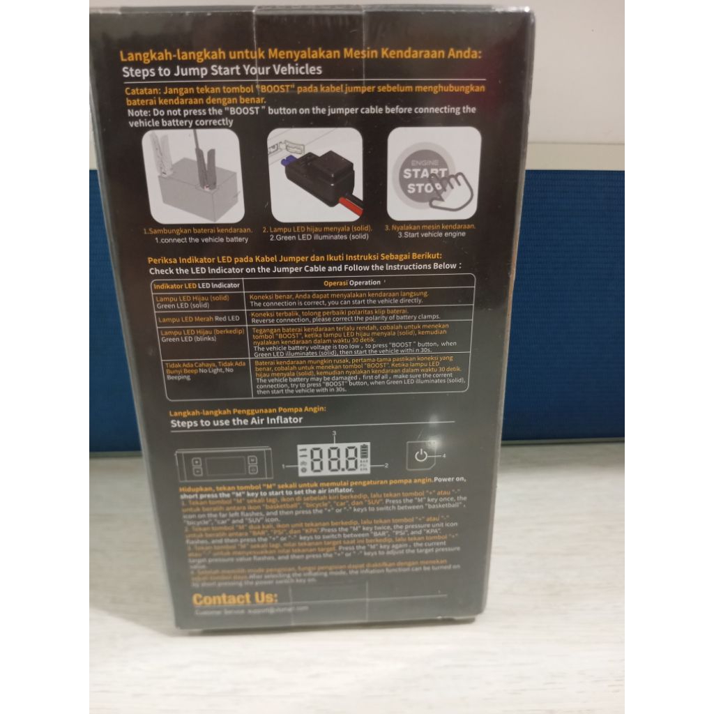Vtoman X1 adalah jumper aki portabel dengan kapasitas 12000mAh. Cocok untukkendaraan bensin 12V/4.0L