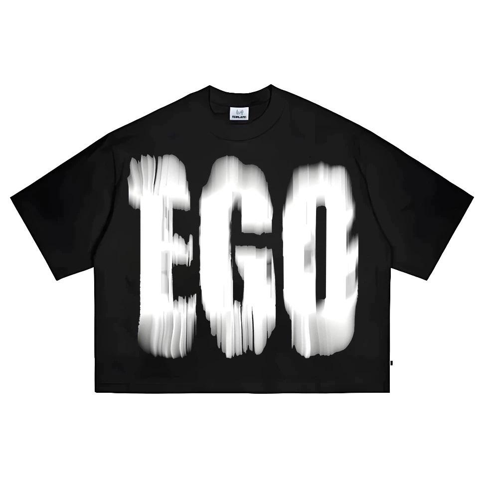 KANOPT Kaos Distro  EGO kaos katun Boxy Oversize Pria Vintage 2025 Trend kaos distro Kaos Hitam kaos