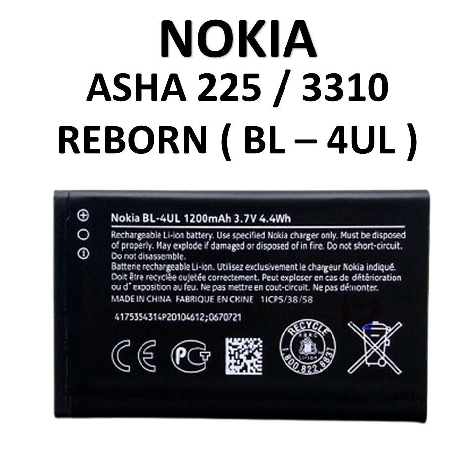 BATERAI NOKIA BL-4UL NOKIA ASHA 225 / 3310 REBORN BATRE BATRAI BATERAI ORIGINAL 100%