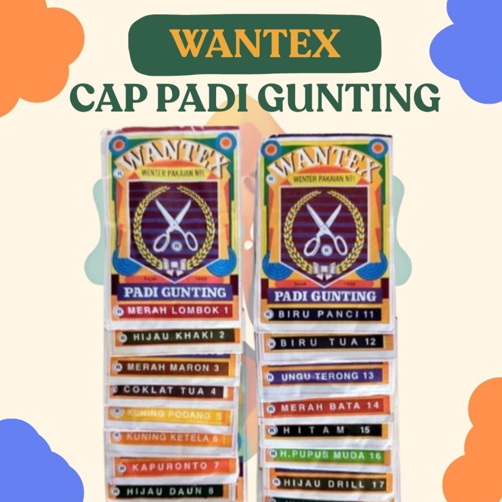 Wantex Cap Padi Gunting – Pewarna Pakaian & Kain Warna Lengkap Untuk Baju Celana