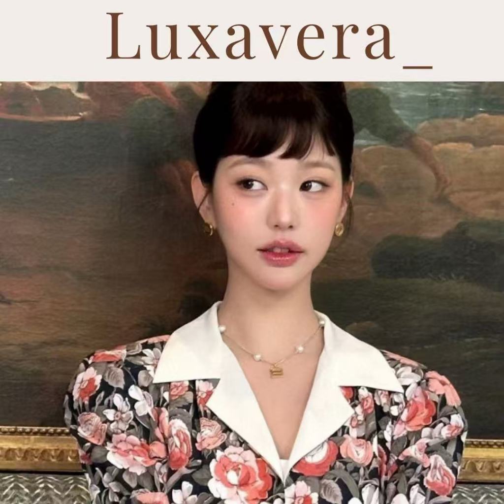 Pre Order Kalung Choker Pearl Wanita Elegan Rantai Liontin Huruf Gold Kotak Perhiasan Mewah Fashion 