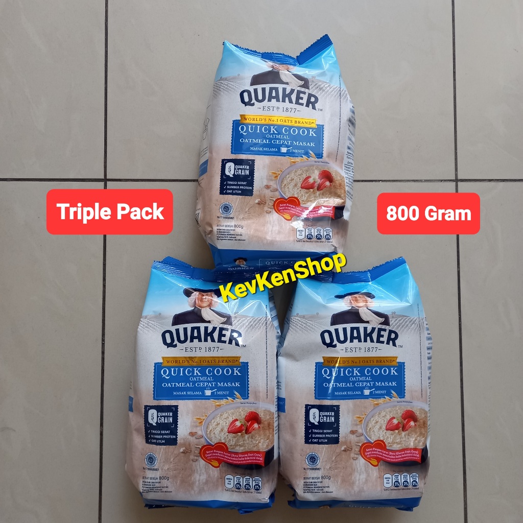 

Quaker Oat Quick Cook Oatmeal Sereal 800gram Biru 800 gram TRIPLE PACK ( 3 BUNGKUS )