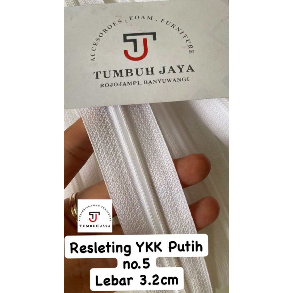 Resleting YKK putih no.5 CPF/zipper/zipper YKK/rantai resleting
