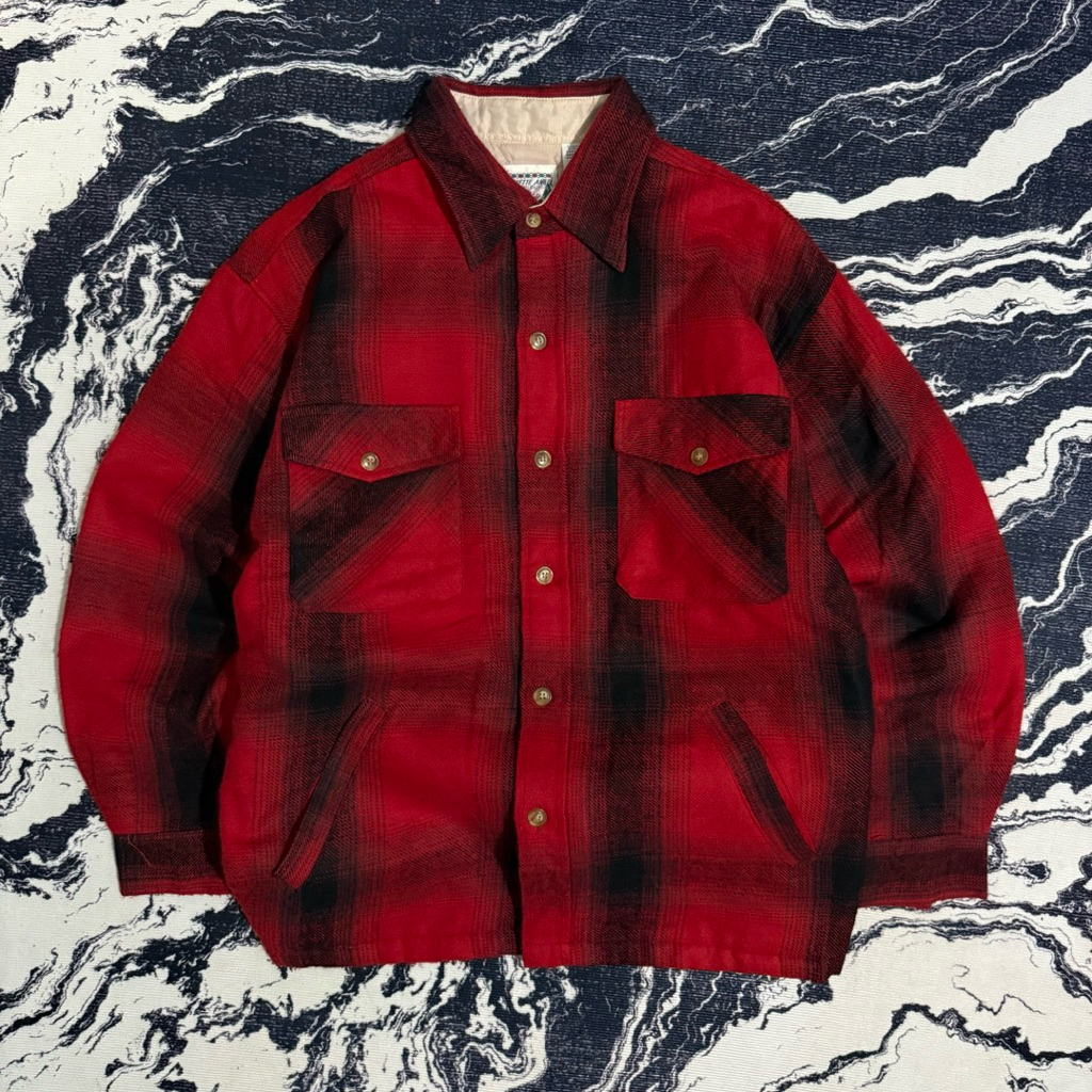 Vintage brunette angel shadow plaid wool flannel jacket