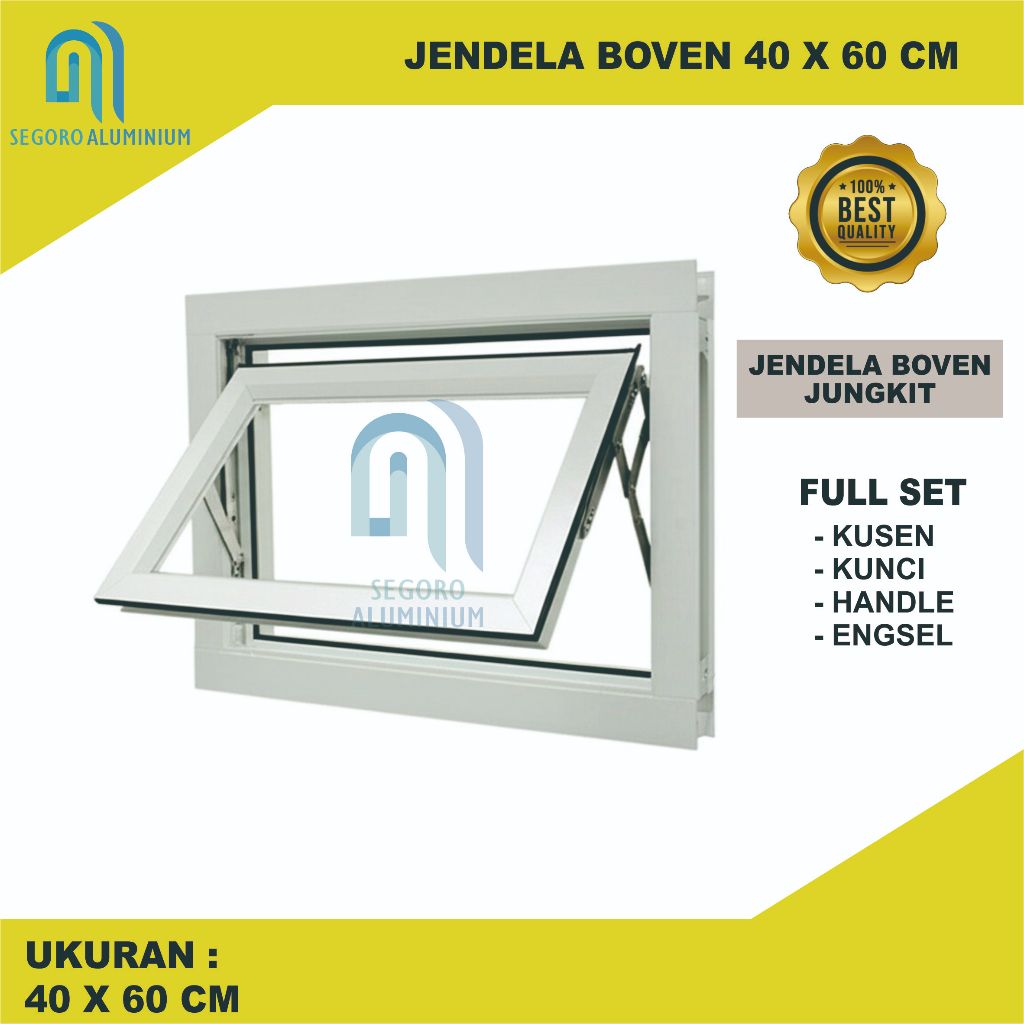 Jendela Aluminium 40 x 60cm / BOVEN / JENDELA DAPUR / KAMAR MANDI