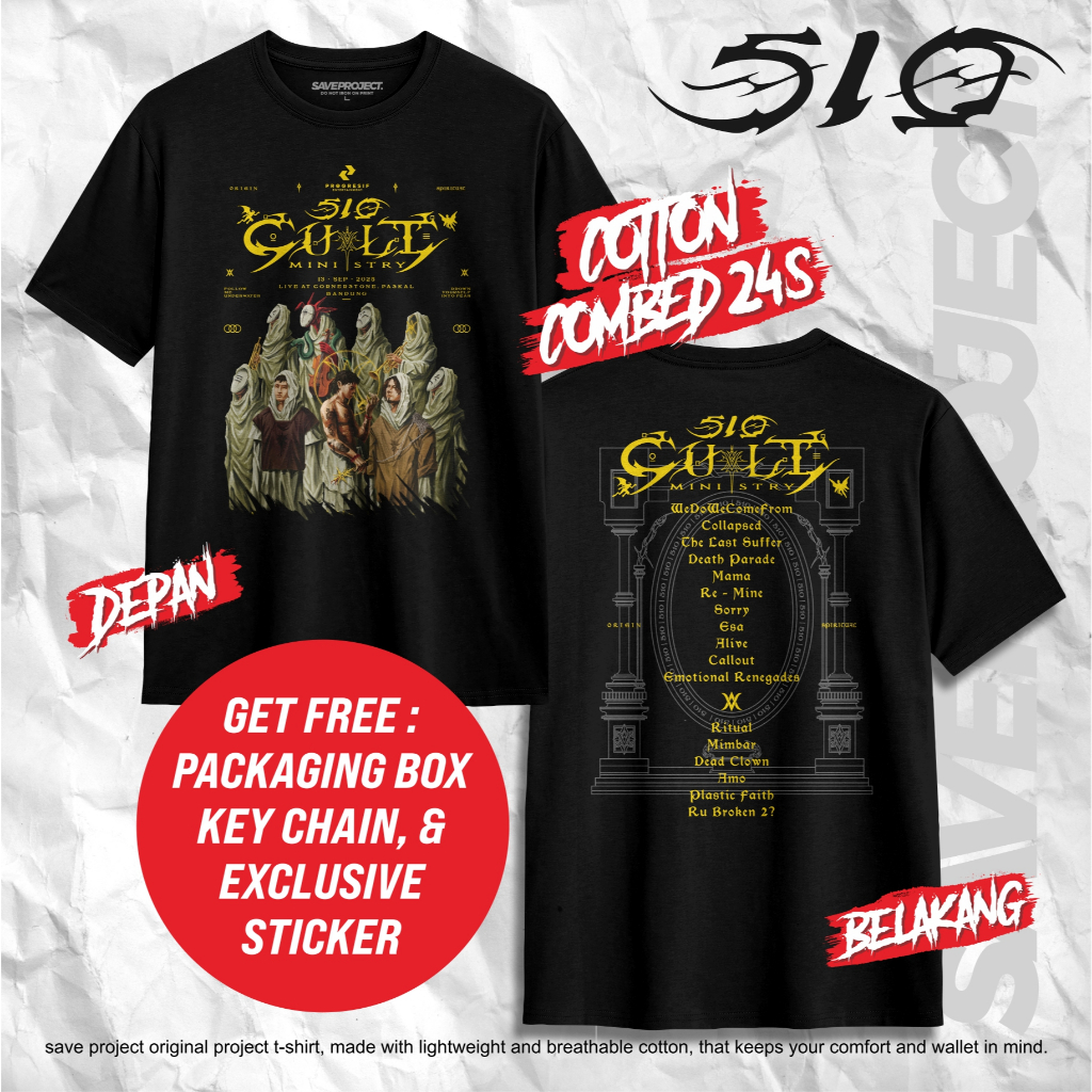 SAVE. Project | Kaos Band 510 "CULT MINISTRY" | T-Shirt 510 Concert | Kaos Band 510 | T-Shirt Band