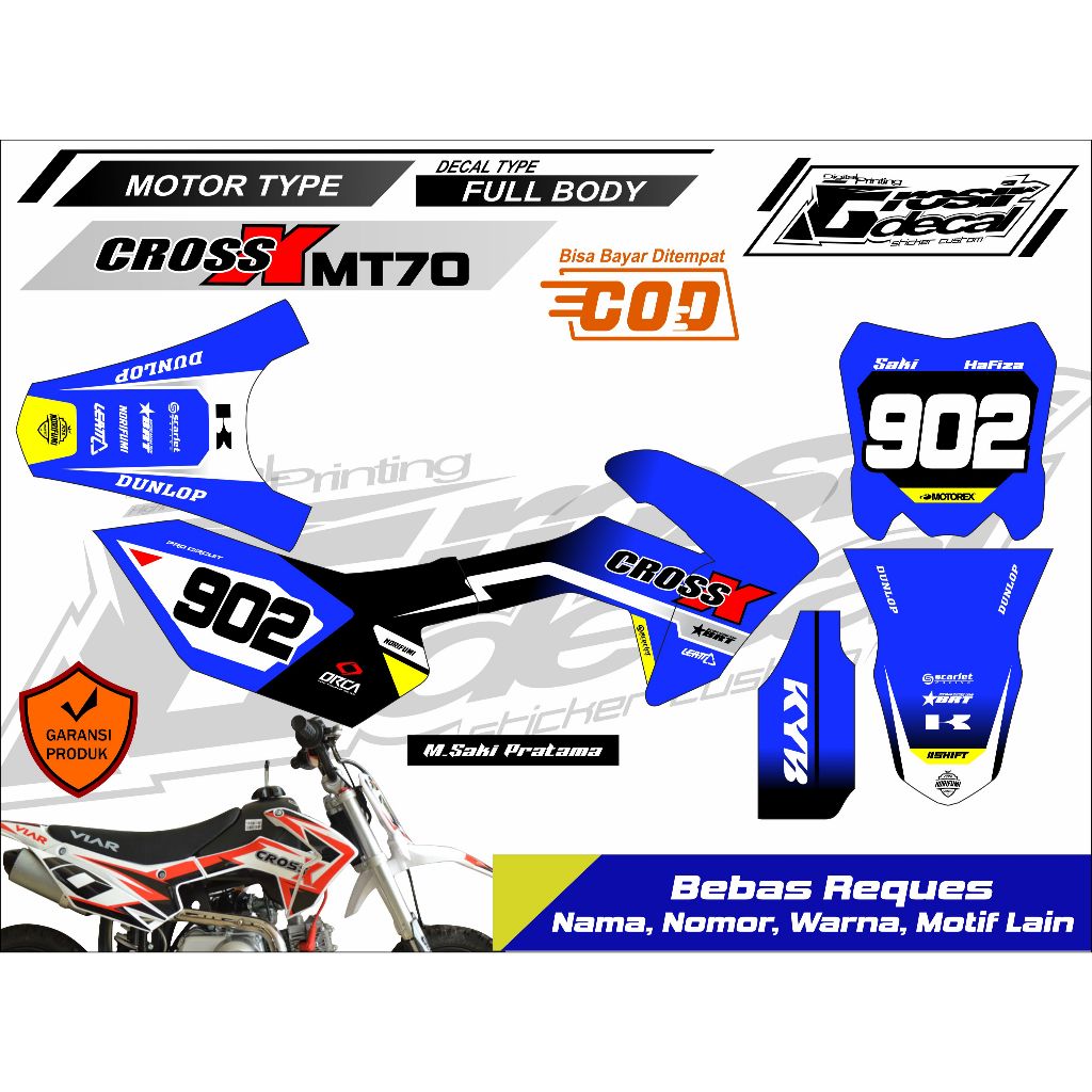 Sticker Stiker Mini Trail trail Mini CROSS X 70cc Full Body Bebas Reques